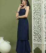 Navy blue chic backless designer kurta for women