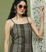 Black foil printed rayon kurtas for women