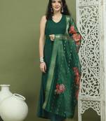 Embroidered rayon kurta palazzos with dupatta