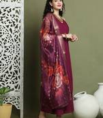 Embroidered rayon kurta palazzos with dupatta
