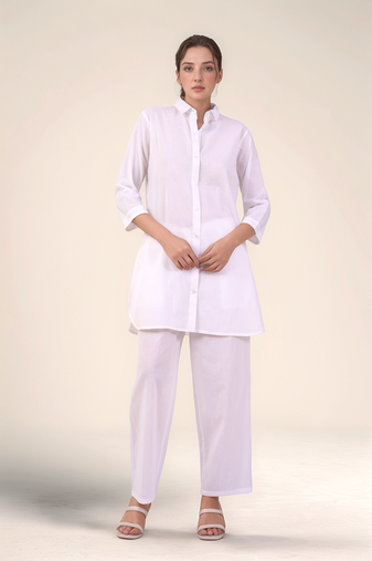 White cotton layered shirt
