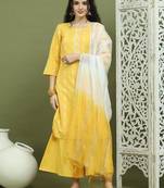 Lace work, woven design straight kurta palazza & dupatta