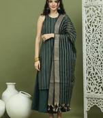 Woven design kurta pallazos dupatta set