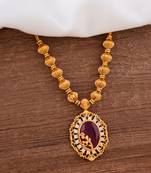 Radha's creations necklace with maroon stone pendant one gram gold