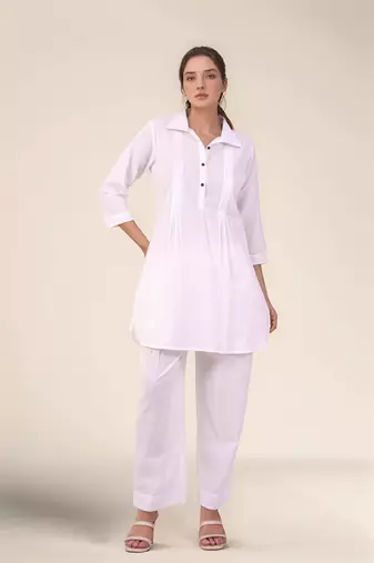 Pintuck cotton tunic shirt