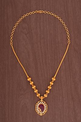Radha's creations necklace with maroon stone pendant one gram gold 2