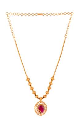 Radha's creations necklace with maroon stone pendant one gram gold 3