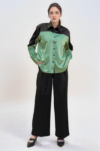 Pastel green yoked shirt