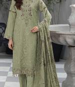 Light sea green faux georgette embroidered semi stitched salwar suit