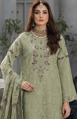 Light sea green faux georgette embroidered salwar suit 2