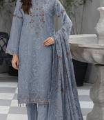 Light blue Faux georgette embroidered semi stitched salwar suit