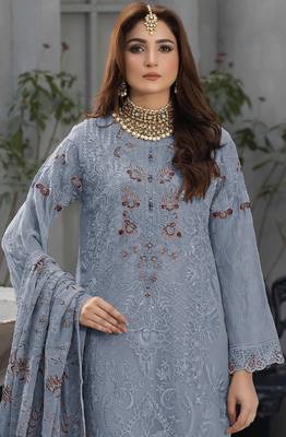 Light blue Faux georgette embroidered salwar suit 2