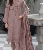 Light pink Faux georgette embroidered semi stitched salwar suit