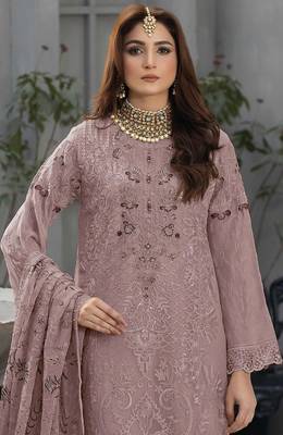 Light pink Faux georgette embroidered salwar suit 2