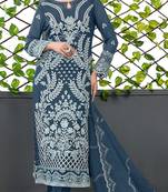 Light blue Faux georgette embroidered semi stitched salwar suit