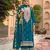Teal premium embroidered chinon semi stitched salwar suit