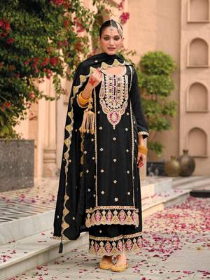 Black embroidered chinon salwar suit 1