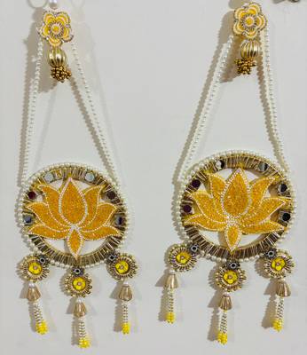 Decorative Lotus-Themed Wall Hanging with Bead and Mirror Work (Set of 2) 1