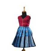 Maroon Banarasi Sleeveless climber baby frock for kids