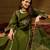 Women green silk blend embroidered a-line kurta sets