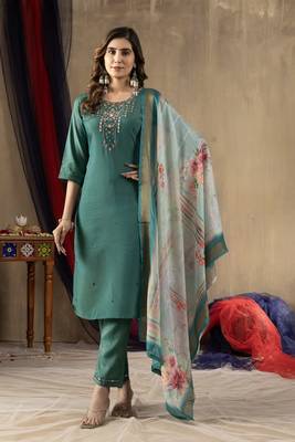 Teal pink colour with embroidered work shimmer gold silk stitch for women 1