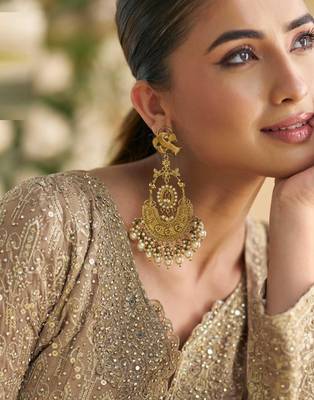 Cream embroidered silk readymade suits palazzo suit(free size) 2