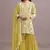 Yellow embroidered faux georgette palazzo style salwar suit