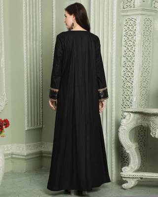 Designer Sequin Style Black Kaftan With Cut Dana Work 4