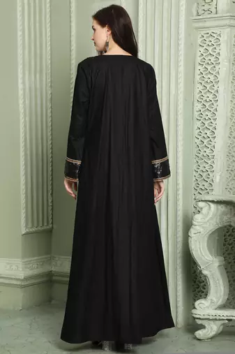 Designer Sequin Style Black Kaftan With Cut Dana Work