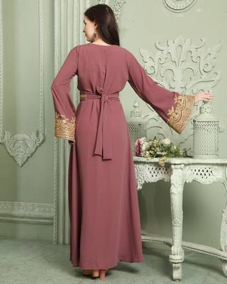 Designer Jalabiya Kaftan With Golden Hand Embroidery 3