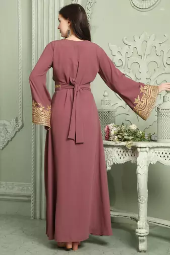 Designer Jalabiya Kaftan With Golden Hand Embroidery