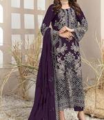 Wine Embroidered Georgette salwar suit