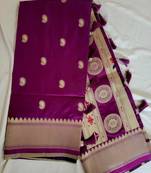 Wine Paithani silk blend Zari Weaving Saree