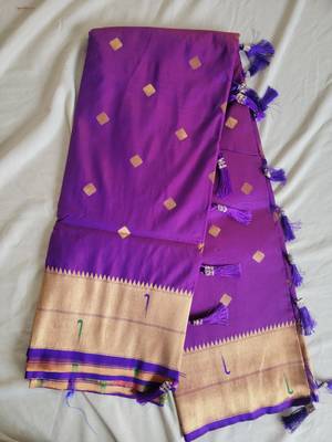 Purple Paithani silk blend Zari Weaving Saree 1
