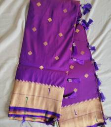 Purple Paithani silk blend Zari Weaving Saree