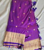 Purple Paithani silk blend Zari Weaving Saree