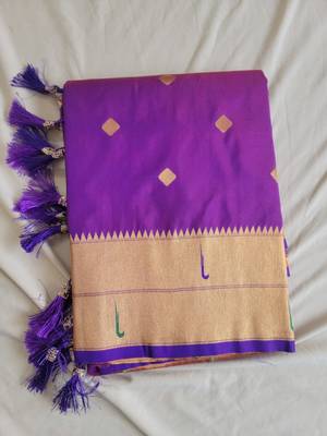 Purple Paithani silk blend Zari Weaving Saree 2