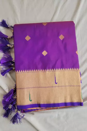 Purple Paithani silk blend Zari Weaving Saree