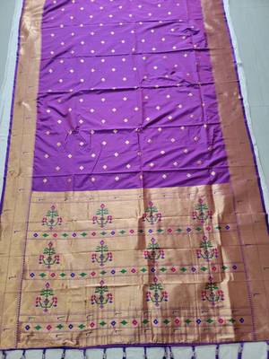 Purple Paithani silk blend Zari Weaving Saree 3