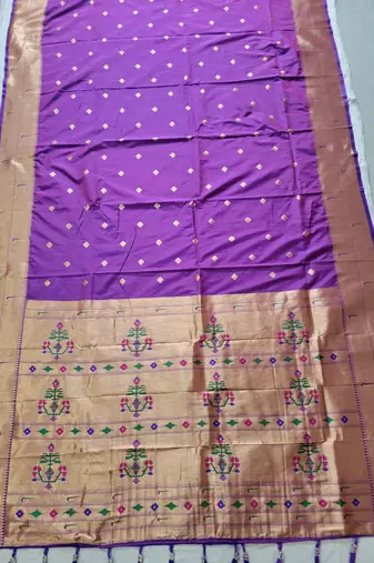 Purple Paithani silk blend Zari Weaving Saree