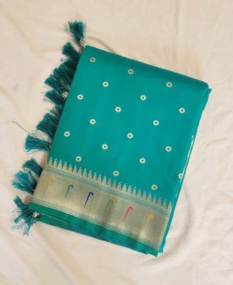 Green Paithani silk blend Zari Weaving Saree 1