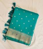 Green Paithani silk blend Zari Weaving Saree