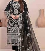 Black Embroidered georgette salwar suit