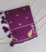 Dark Magenta Paithani silk blend Zari Weaving Saree