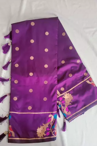 Dark Magenta Paithani silk blend Zari Weaving Saree