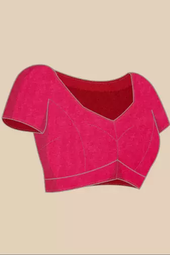 Pink paithani silk blend saree with unstitched blouse