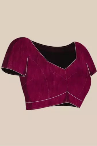 maroon paithani silk blend saree with unstitched blouse