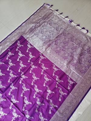 Purple Paithani silk blend Zari Weaving Saree 1