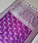 Purple Paithani silk blend Zari Weaving Saree