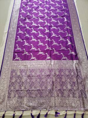 Purple Paithani silk blend Zari Weaving Saree 2